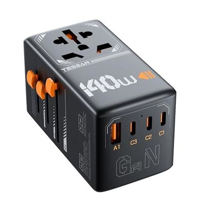 Universal Travel Adapter GaN 140W · Black