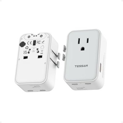 Ultra Slim Universal Travel Adapter 20W · Grey White
